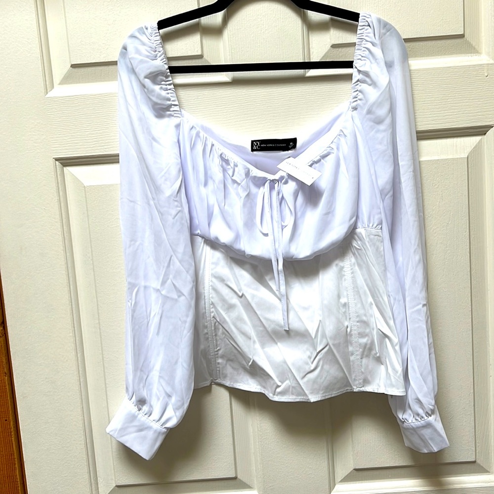 NY&Company peasant blouse with corset detail
